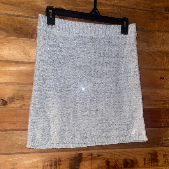 Wild Fable Sparkling Silver Mini Skirt - Picture 1 of 1